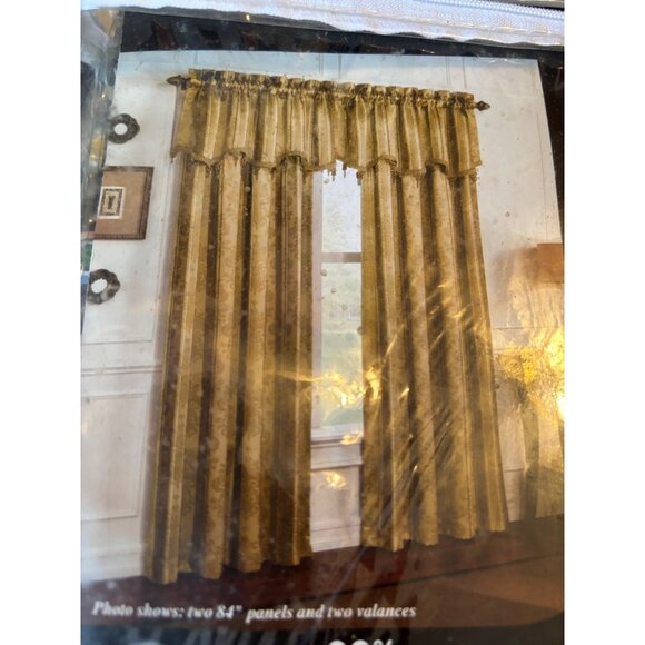 Power Save Light Blocking Curtains 2 Panels 1 Valance Kingsbury New Burgundy Gol - Picture 6 of 8